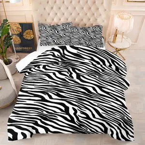 2/3 Piece Zebra Print Comforter Set, Ultra-Fine Fiber Soft and Comfortable Cozy Bedding Set, Black and White Simple and Fashionable, Soft Bedding Sets, Including 1 Quilt and 1/2 Pillowcase
