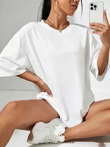 Women's Korean-Style Essential Japanese Garment Short-Sleeve T-Shirt, Flat Seamless, Solid Color No Prints, Basic Minimalist Styling, Edge-Lock Finish, Wrinkle-Resistant Structured Fabric for Spring/Summer, Ideal for Commuters/Office Wear,summervibes