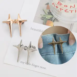 Women's No Sewing Waist Adjuster Pins Star Design Jeans Buttons, Adjustable Pant Clips Instant Removable Buckles for Trouser Fit