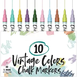 Extra Fine Tip Liquid Chalk Pens for Chalkboard, Blackboards, Window, Bistro (10  Colors, 1mm) - Extra Fine Dry Erase Marker Pens