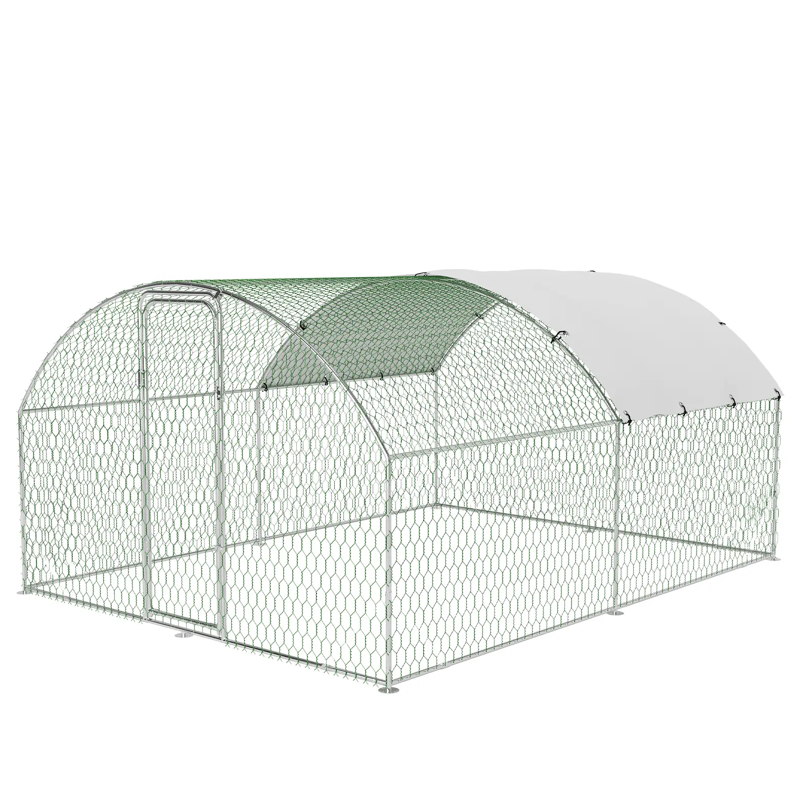 Garvee Spacious Walk-In Metal Chicken Coop - Dome Roof, Waterproof & UV-Resistant Cover, Lockable Door, Outdoor Poultry Cage for Hens & Ducks, Sturdy Farm & Backyard Enclosure - Size: 9.8 x 6.5 x 6.5 ft