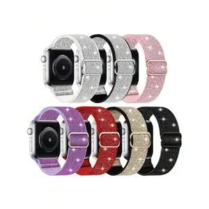 7pcs/Set Braided Stretchy Nylon Sport Solo Loop Compatible With Apple Watch Band Xiaomi,HUAWEI,Fitbit Versa 2 1, Samsung Galaxy Watch,20MM 22MM 38mm 40mm 41mm 42mm 44mm 45mm 49mm For Women Men,Nylon Elastic Straps Wristbands Compatible With Apple Watch S