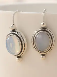 Bohemian Style Oval Pendant Silver Color Earrings, Handmade Copper Jewelry for Women, Perfect Gift for Friends and Colleagues, All Seasons
