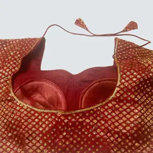 saree blouse  maroon in color with golden stones Dress Traditional