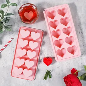 1pc Ice Cube Mold, Silicone Heart Ice Cube Tray, Multifunctional Chocolate Mold, Mold For Pudding, Jelly, Candy, Whiskey Ice Cube Tray, Ice Trays For Freezer Cocktail Whiskey, Kitchen Accessaries, Apartment Essentials, Party Supplies, Home Bar Accessories
