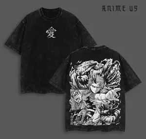 Limited Edition Sunagakure no Gaara - Naruto Shippuden Anime Double Printed Oversize Lightweight Acid Washed Tee, Gift For Anime Fans and Lovers , Naruto Merch , Gaara Fan