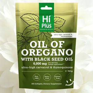 HiPlus 6000mg, 300 Count,Oil of Oregano + Black Seed Oil Softgels,  High Carvacrol, Immune Support & Antioxidant Boost, Non-GMO Plant-Based Supplement with Shilajit，daily vitamin need、daily routine support、complex supplement、ashwagandha zero sugar、