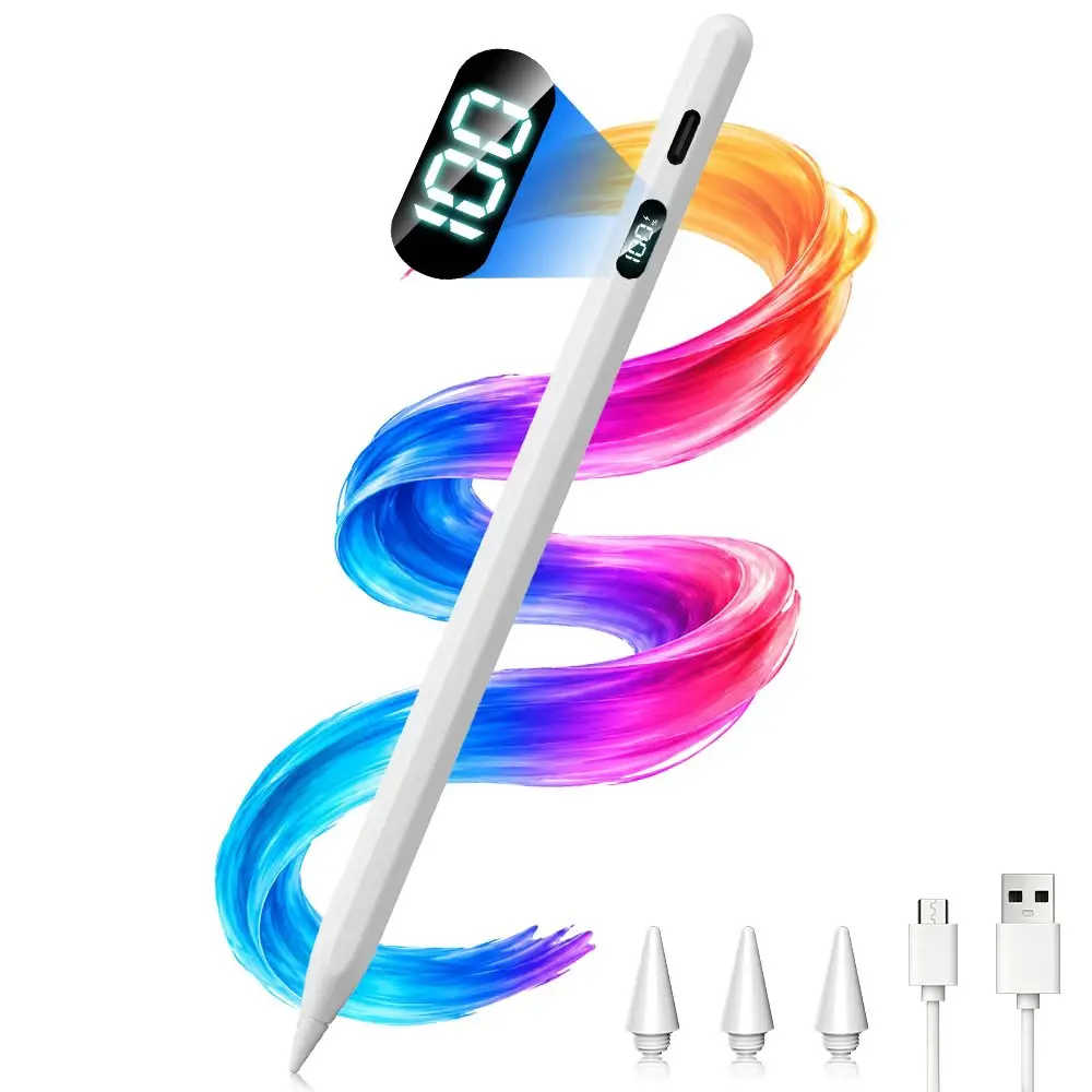 Likipen Active Touch Stylus Pen - USB-C Fast Charging Digital Tablet Wireless Tool, Smart LED Display, Palm Rejection, Built-in Li-ion Battery, Compatible with iPad 2018-2026 Pro/Air/Mini, Includes Tips, Back to School, Digital Stylus