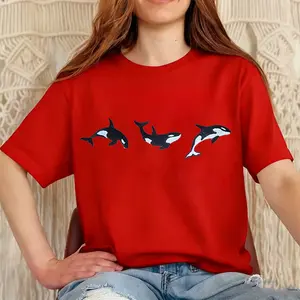 Orca Embroidered Shirt, Ocean animal Lover Shirt, Summer Embroidered Shirt, trendy Summer tee, Fish Lover shirt