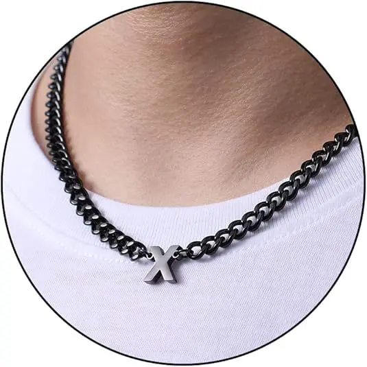 X letter necklace (black)