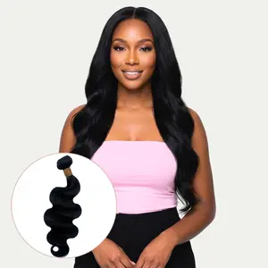 Jet Black Body Wave 100% Human Hair Bundles - Pre-Colored- Soft Silky Texture, Bouncy Voluminous Waves