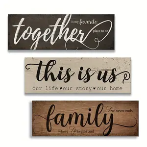 3 Piece Rustic Farmhouse Design Wood Wall Hanging Set, Inspirational Quotes, Handmade Home Decor, Wooden Decor, Home Decor Products, Perfect New House Gift, Living Room Kitchen Bedroom Entrance