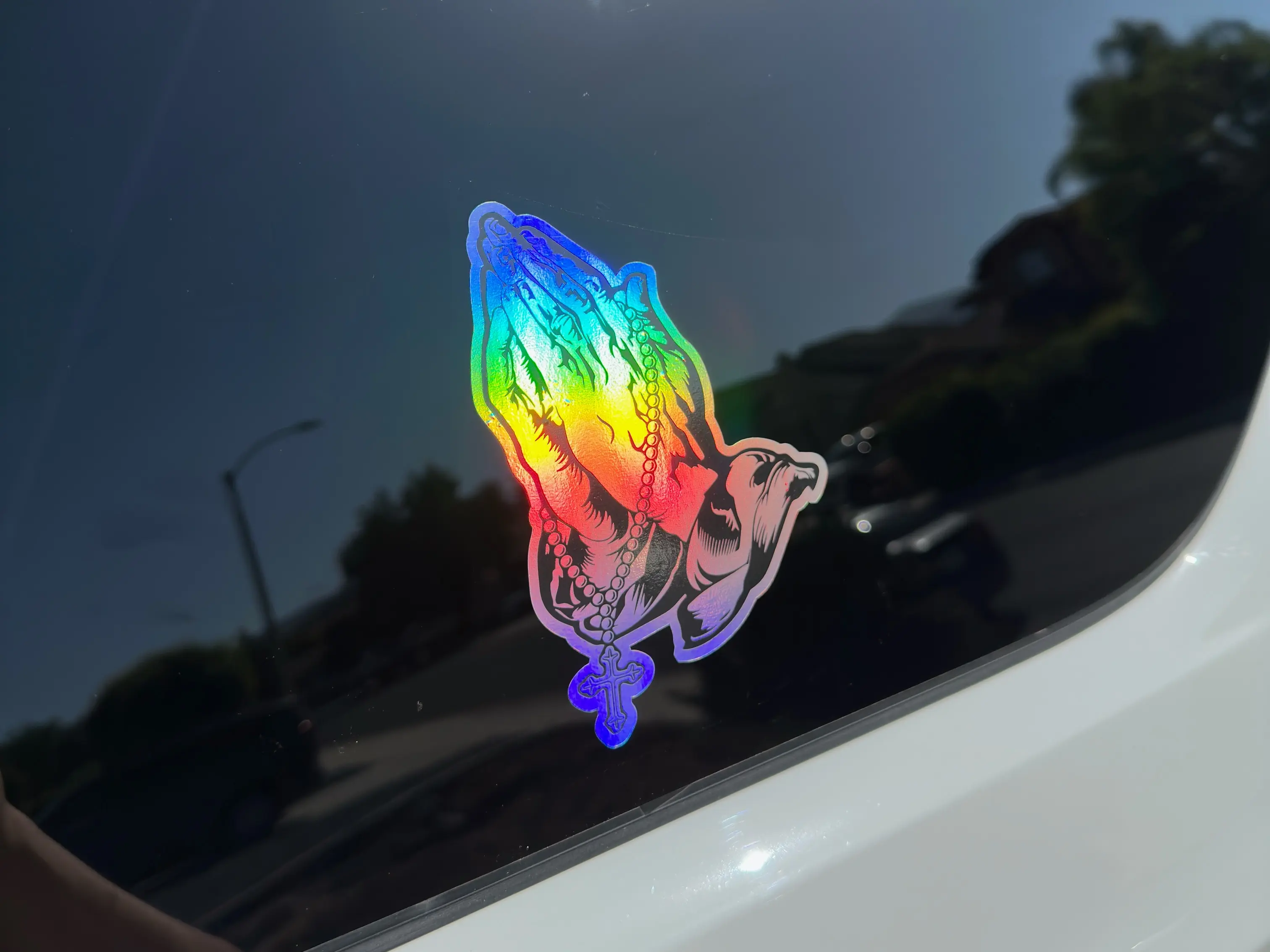 Praying Hands Rosary Pray Vinyl Adhesive Car Sticker, Automotive Exterior Decals Car Stickers, Decals For Vehicles, Car Vehicle Decoration