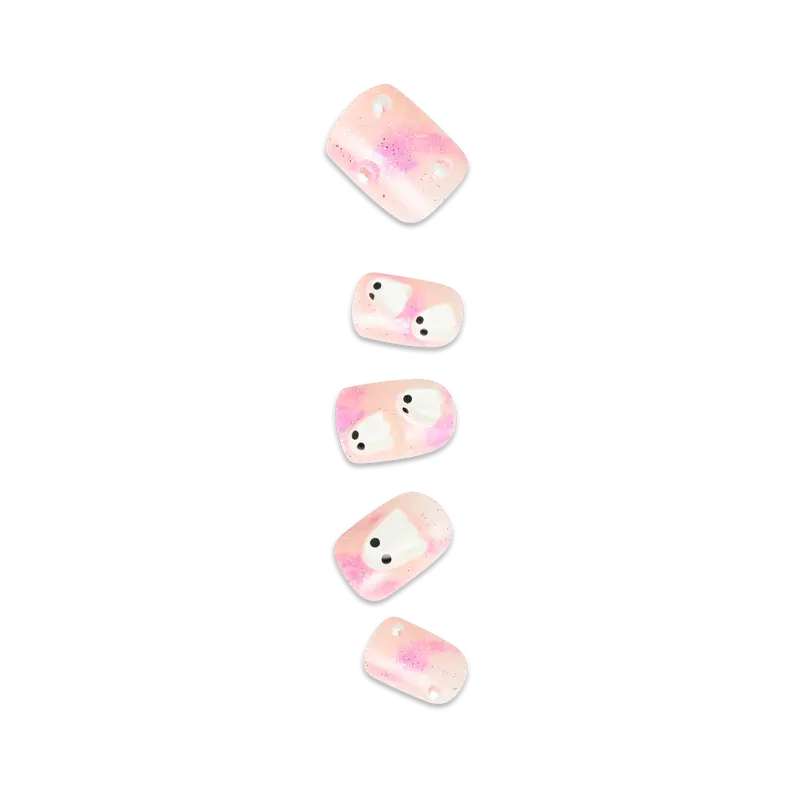 Impress Design Halloween No Glue Fake Press On Nails - Bloody Chic | Design, Pink, Short, Squoval, Glow In The Dark, Manicure