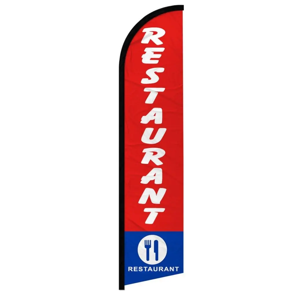 Windproof Curved Restaurant Banner Flag - Outdoor Banners, Party Decoration for Home & Restaurant Festive Backdrops