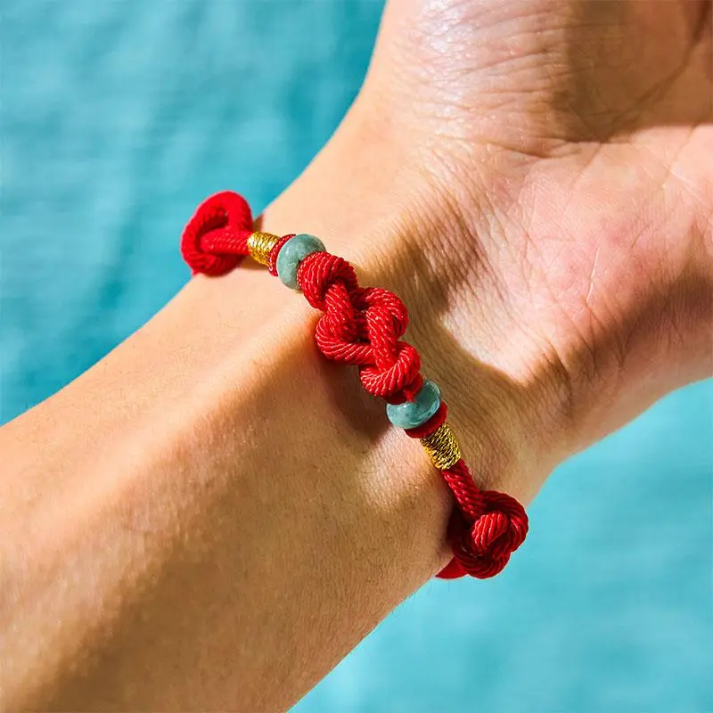 BuddhaStones Red String Bracelet with Natural Jade, Classic Hand-Woven Feng Shui Charm for Men & Women, Adjustable Wealth-Attracting Jewelry, Adjustable Size, Wealth Charm