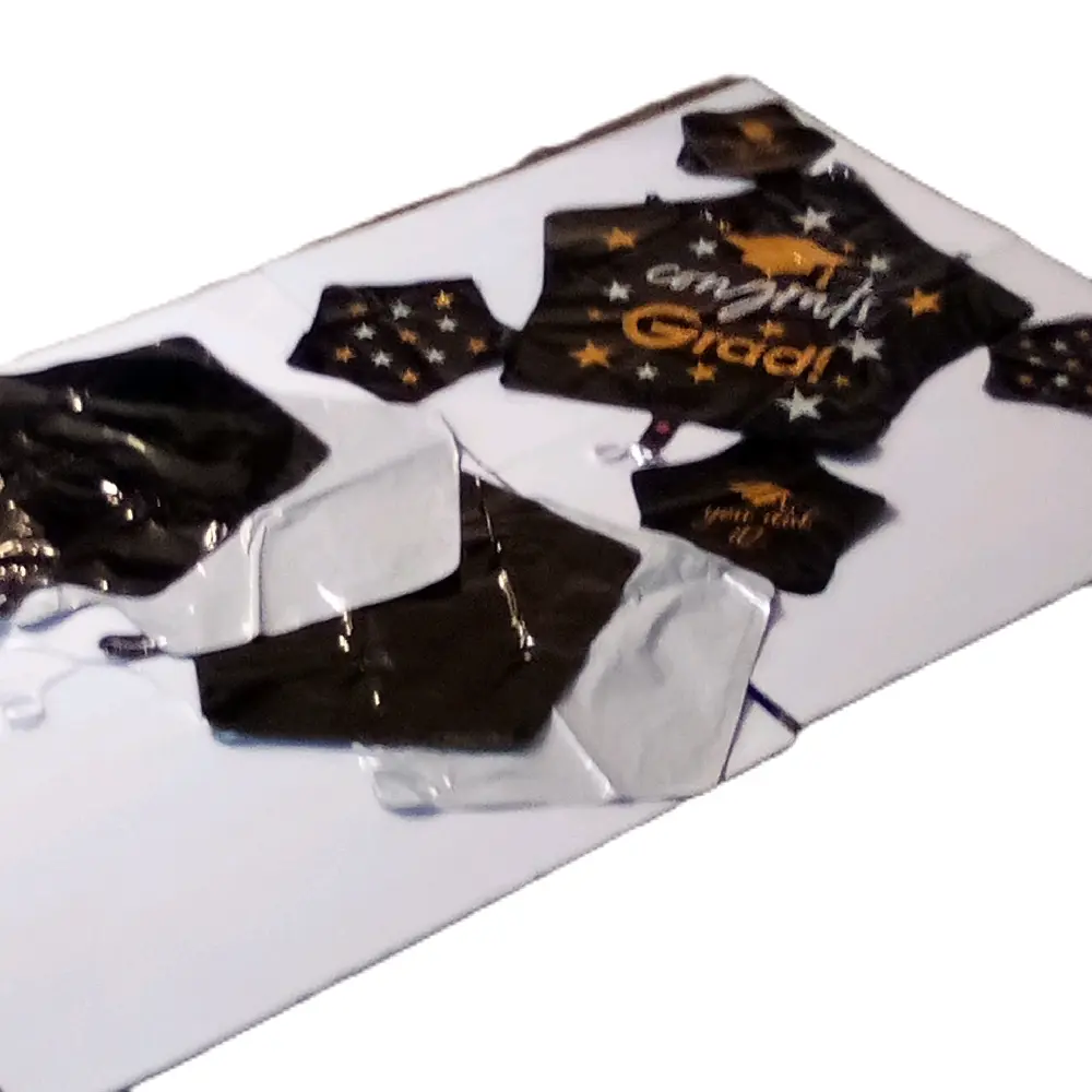 Black & Gold Graduation Themed Foil Balloons Set - 5 pcs, High-Quality Foil Balloons for Celebrations and Events
