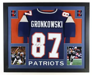 Rob Gronkowski Signed Custom Framed Jersey Display (JSA) - New England Patriots
