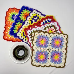 1pcs Handmade Crochet Square Multi-Purpose Tea Cup Mat Insulation Pad, Handcrafted Teapot Holder, Tea Ceremony Tray Placemat Dish Pad