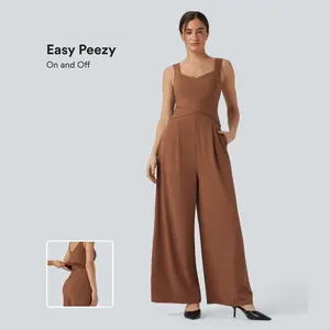 Halara U Back Sleeveless Casual Jumpsuit with Pockets-Easy Peezy Edition