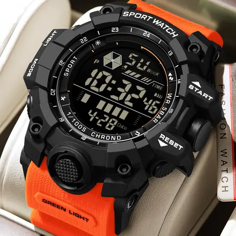 Men's Fashion Digital Watch, Waterproof Multifunctional Watch, Casual Sporty with Luminous Dial & Alarm Mode, Waterproof Electronic Watch with Box, Modern Waterproof Watch, Trendy Multifunctional Watch, Fashionable Waterproof Watch