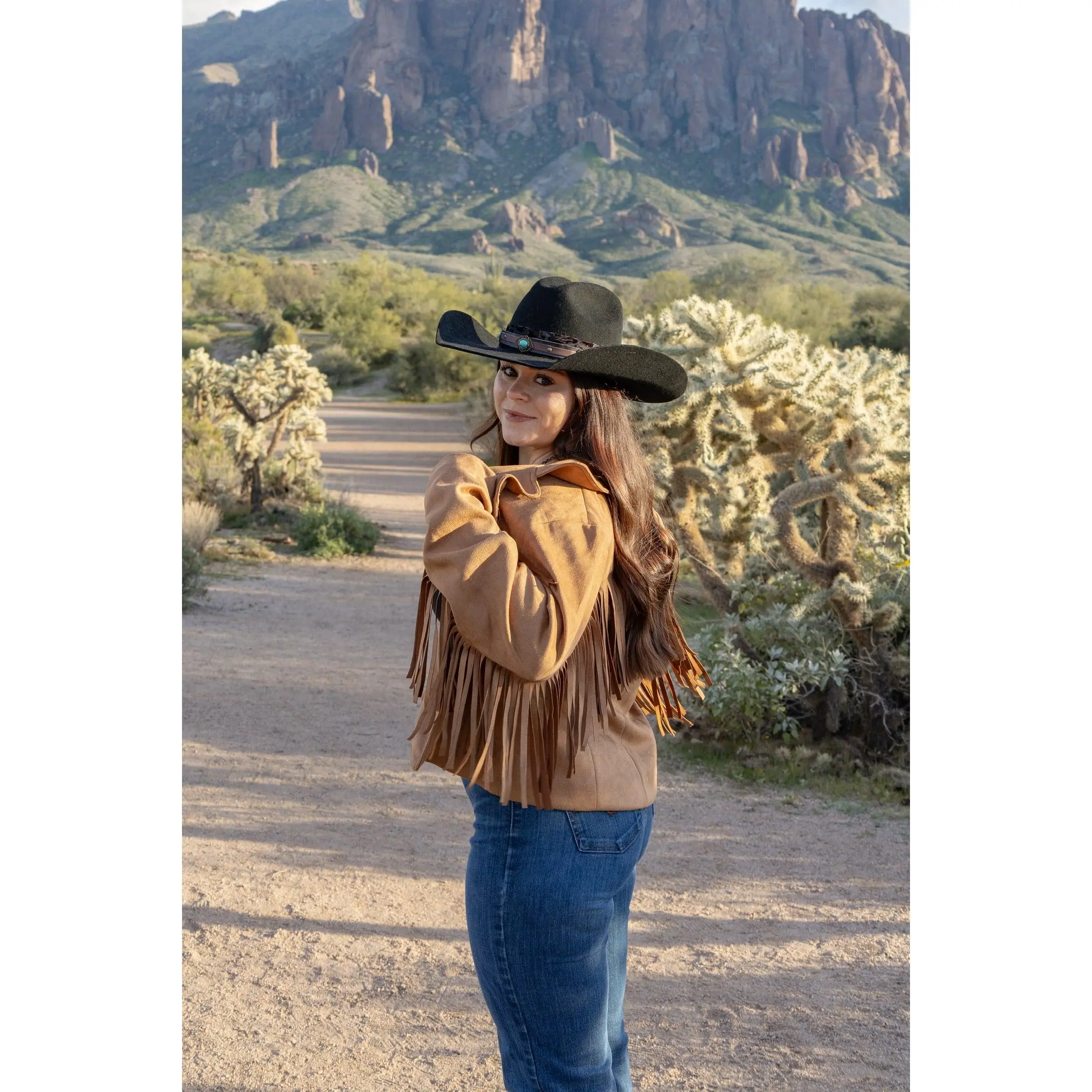 Women's CH Buckskin "Faux Suede V-Fringe" Jacket