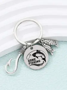 New Simple Fashion Fish Hook Small Alloy Keychain, Stainless Steel Fishing Lover Memorial Gift, Daily Bag Accessory Charm, Fish Enthusiast, Fish Hook Design