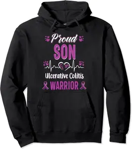 proud Son ulcerative colitis warrior awareness ribbon Pullover Hoodie - Wesleylewi Shop 70B08JLJP21W