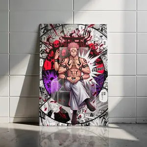 Ryomen Sukuna Jujutsu Kaisen Poster – King of Curses Anime Wall Art, Dark Manga Panel Aesthetic Print, Red Black Gothic Decor, Otaku Gift (poster only, no frame)