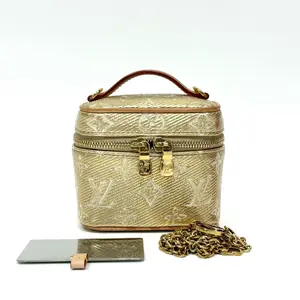 Pre-owned Louis Vuitton LV Mini Vanity Box, Gold Coated Monogram, 14cm, Chip Version, Shoulder strap included N22606561