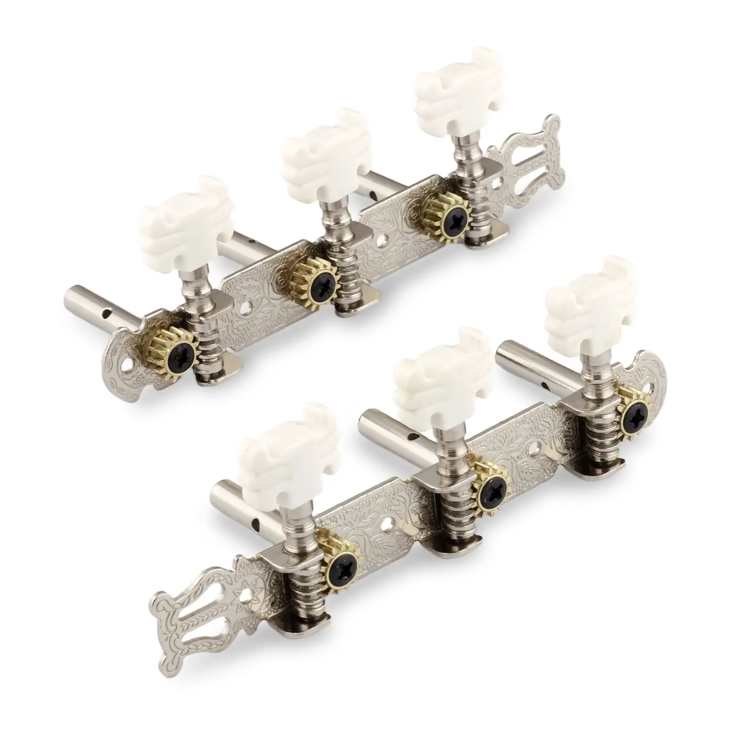 Metallor Chrome-Plated Classical Guitar Tuning Keys, 3L3R Design, 35mm Spacing, 7mm Shaft Diameter Tuning Pegs for Classical Guitars, Elegant, Chrome-Plated Surfaces