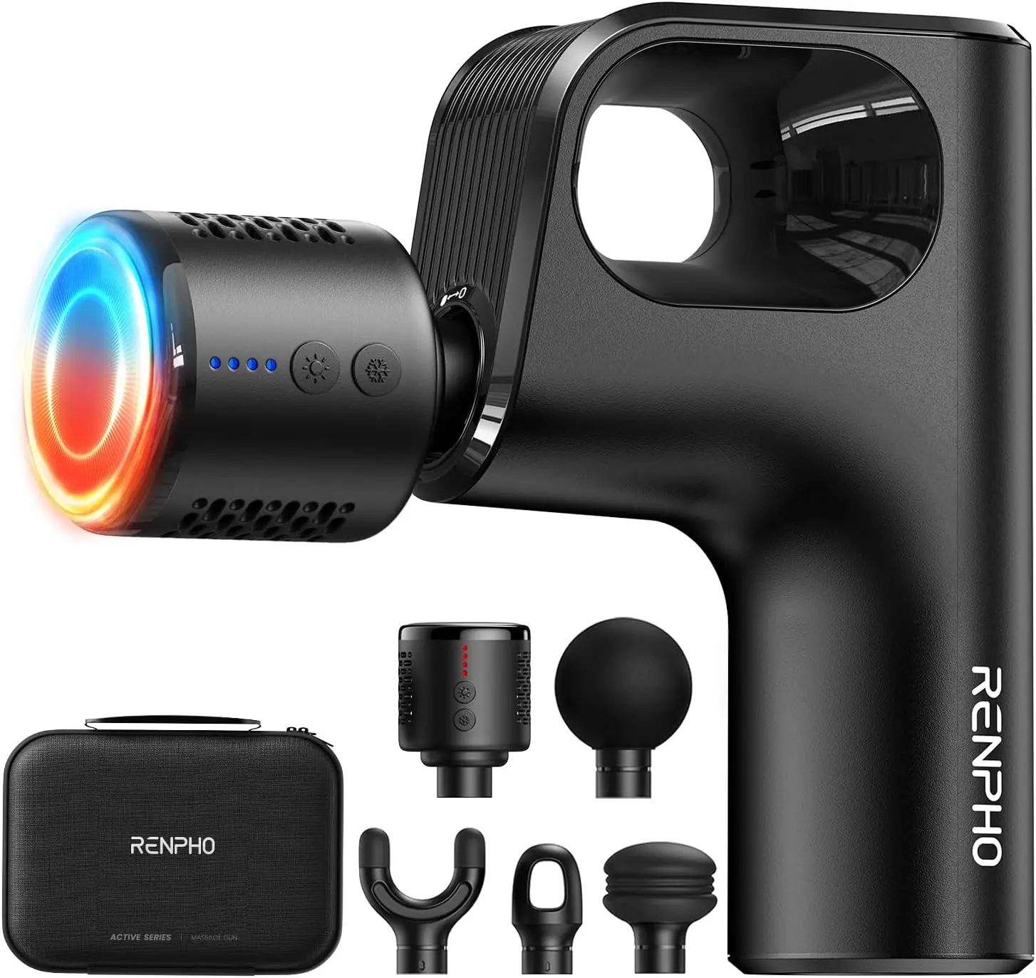 Renpho Massage Gun with Heat and Cold Therapy, Deep Tissue Percussion Massager with Ergonomic Loop Handle, Adjustable & Portable for Daily Muscle Relief, FSA/HSA Eligible