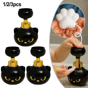 Cat Paw Foam Soap Dispenser - Adorable Refillable Pump for Cat Lovers! Hand Kitchen Plastic Bottle Flower Light Gift Black