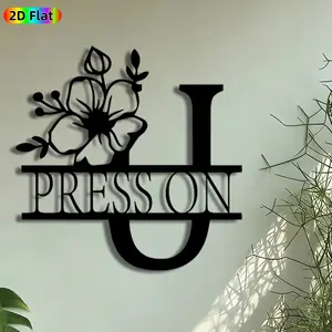 1pc "U Press On" Floral Monogram Metal Wall Art, Inspirational Floral Letter Statue Mural, Intricate Craftsmanship, Perfect for Graduation, Housewarming Decor, Perfect for Living Room Office Studio Decor, Ideal Gift for Motivational Decor Enthusiasts.