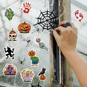 3PCS Happy Halloween Stickers for Kids - Holographic Ghost Pumpkin Theme Stickers for Kids, Adults, Party Favors Gifts, Party Supplies, Halloween Goodie Bag Stuffers