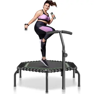 VEVOR Mini Trampoline, 54.5 Inch Fitness Rebounder, Max Load 450 lbs Exercise Trampoline, Stable Quiet Small Trampoline with 3 Levels Height Adjustable Foam Handle, for Adults Indoor/Garden Workout