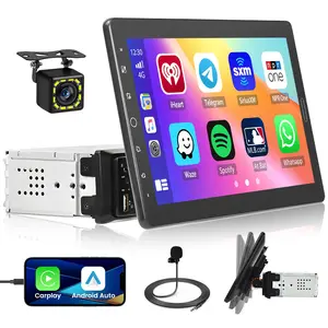 Springtok 10.1" Single Din Car Stereo with Rotatable Detachable Screen - Carplay & Android Auto Car Accessories, Wired Connectivity, Mirror Link, 1080P Display, EQ Audio, SWC, Bluetooth, Backup Camera, MIC, Hands-Free Calls