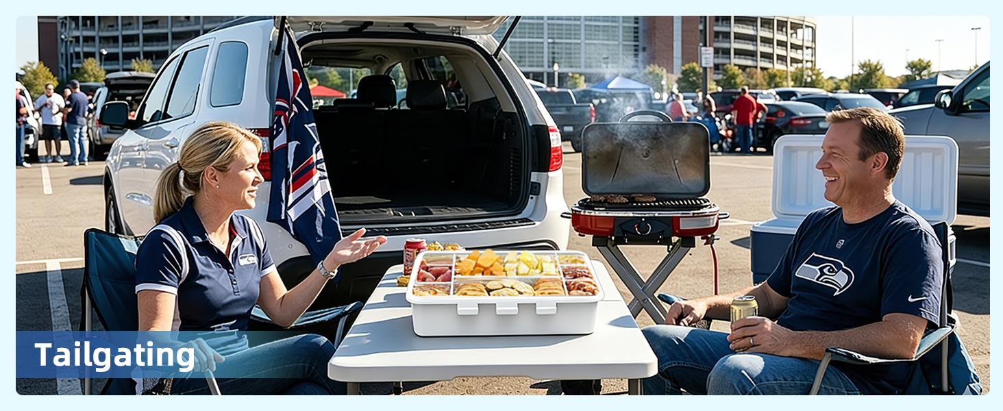 Chilled Snack Box Container with Ice Pack, Portable Travel Food Containers with Lids, Keep Cheese and Fruits Remained Fresh for Hours, Divided Serving Tray for Family Road Trip Beach Picnic