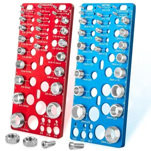 62 Nut and Bolt Thread Checker Standard and Metric Rustproof Nut and Bolt Thread Gauge with 25 Standard & 25 Metric Bolt & 12 Drill Bit Gauge, Bolt and Nut Size Finder for Quick Measurement
