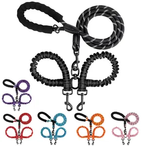 Dual Dog Leash, Double Dog Leash for TwoDogs, 360 Swivel No Tangle Walking Leash, Shock Absorbing Bungee dogleash dog leash