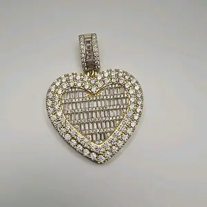 HEART beautiful  BIG PENDANT  gold-plated  2½ Inches SIZE  multi-stones Stainless Steel Charm Rhinestone Decorated Jewelry