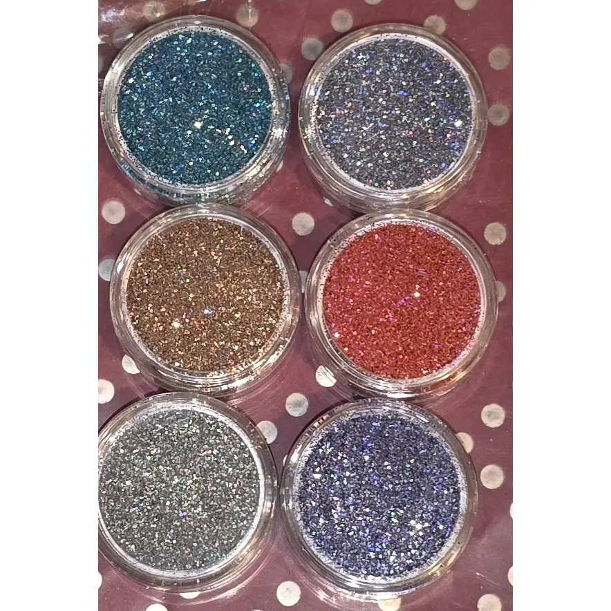 6 Nail art holographic glitter set