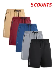 Men's Letter Print Drawstring Waist Gym Shorts, Casual Breathable Comfortable Shorts for Summer, Men's Sportswear for Outdoor Workout Running