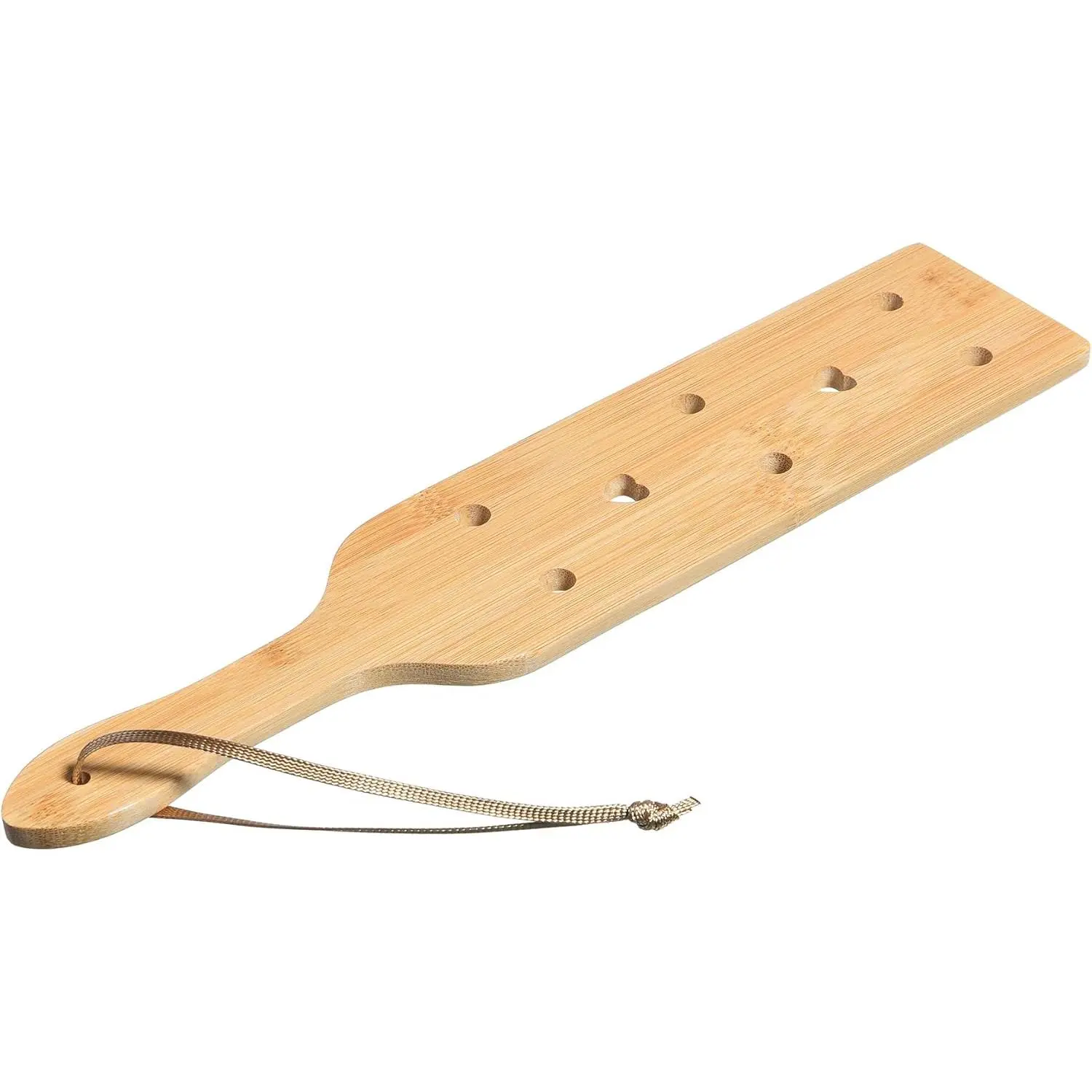 13.1 in Burr-Free Edge Bamboo Canoe Paddle - Heart-Shaped Airflow Holes, Lightweight Natural Wood Grain, Durable Water Sports Accessory for Kayaking, SUP, Camping
