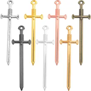 28 Pieces Sword Bookmark Charms Miniature Sword Pendants Mini Alloy Fencing Long Knife Charms for Bookmarks DIY Necklace Bracelace Jewelry Making Reading, 7 Colors
