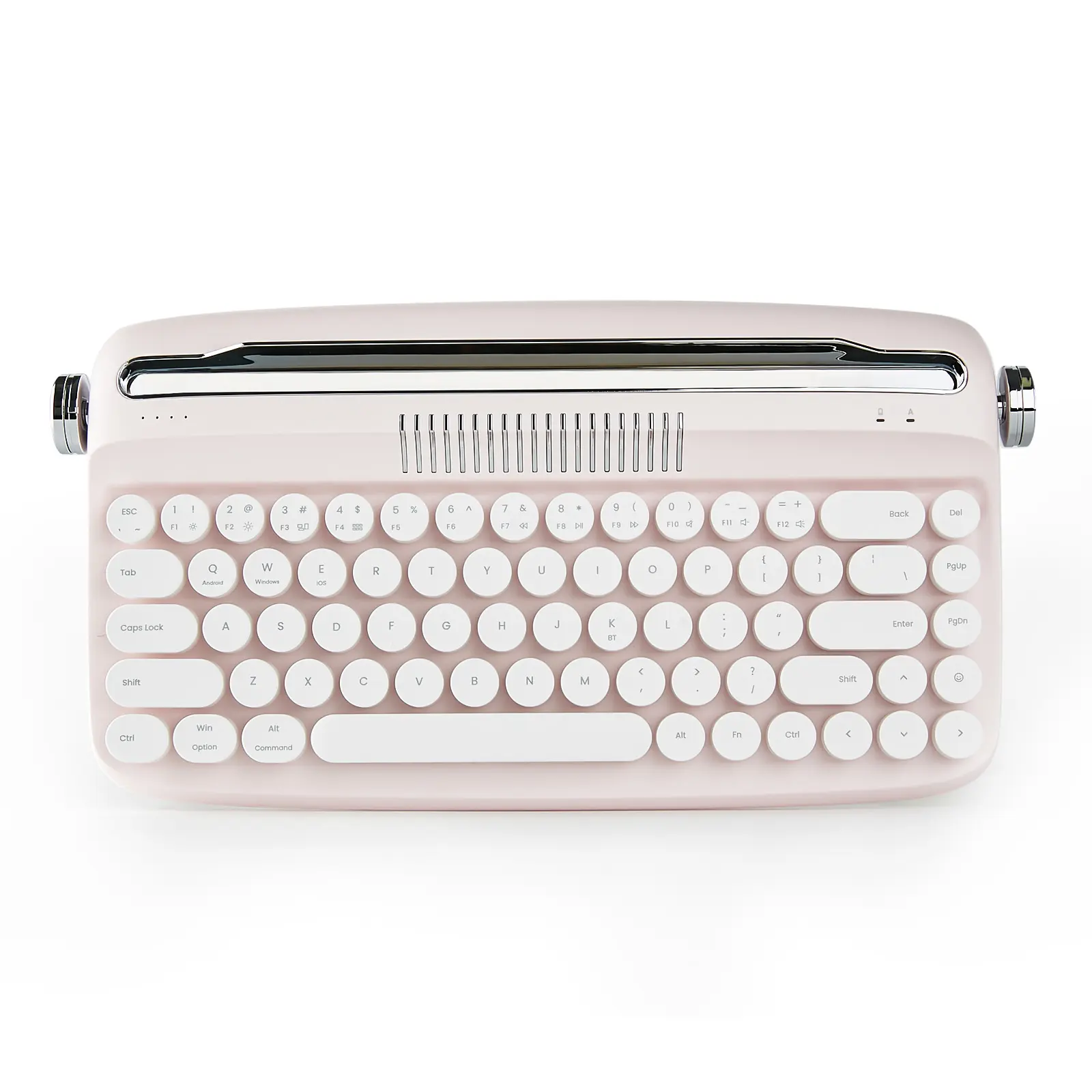 YUNZII B307 Upgraded Wireless Keyboard, Retro Keyboard Typewriter Style with Integrated Stand, USB-C/Bluetooth Keyboard with Cute Round Keycaps for Multi Device for Win/Mac