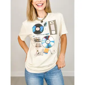 Vintage Music & Media Collage Graphic Tee