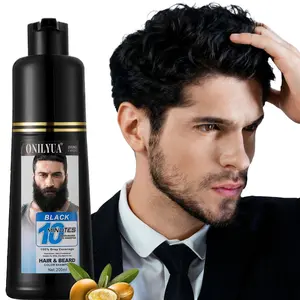 Men's Black Beard and Hair Shampoo Dye,  Professional Dye Foam  3 in 1 Easy to Use,  Instant Grey Hair Coverage,Multiple Use,200ml Haircare