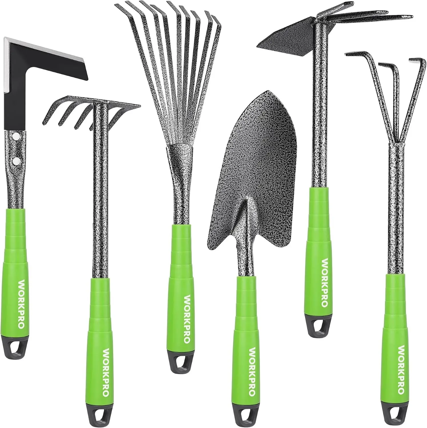 6-Piece Garden Tool Set, Heavy Duty Gardening Hand Tools with Soft Rubber Handle, Including Trowel, Rakes, 2-in-1 Hoe and Crack Weeder, Ideal Gardening Gifts for Men and WomenGift.