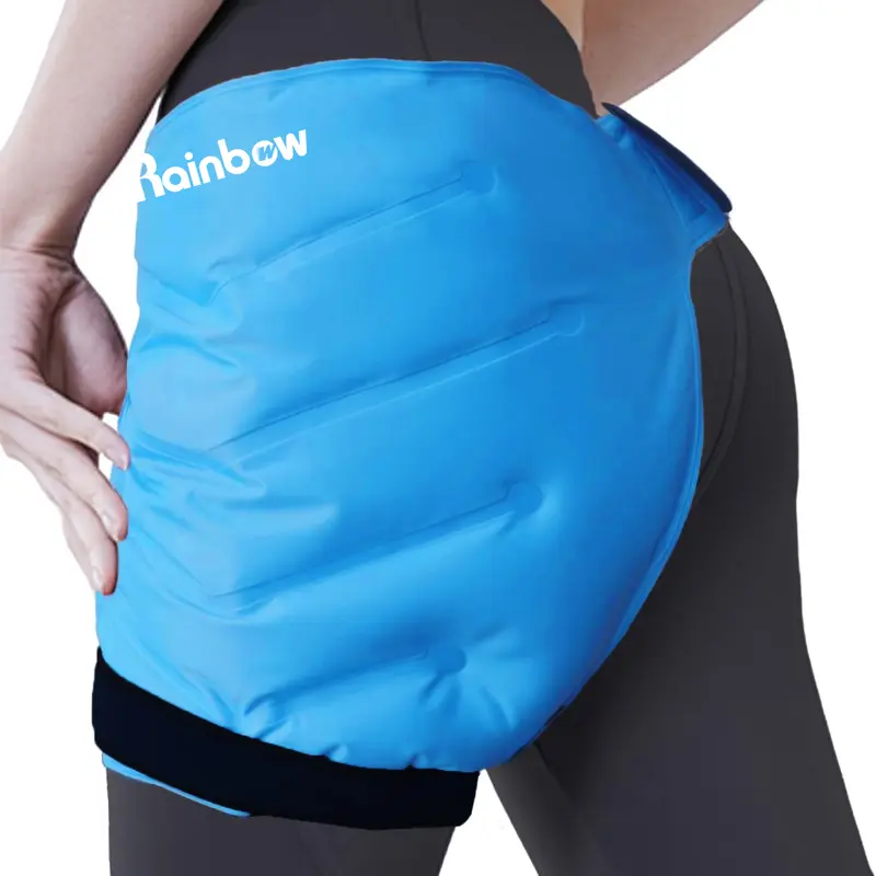 Rainbow Hip Ice Pack Wrap with Straps, Reusable Gel Ice Pack for Hip Cold Compress, Soft Plush Lined Cold Packs for Hip Flexor